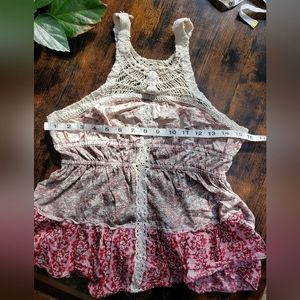 Free People XS boho high neck peplum high back crochet lace quilt top
